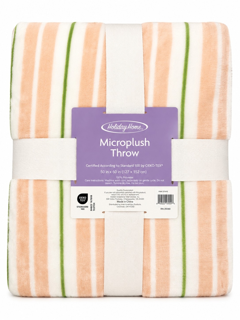 Microplush Throw Blanket Pink Stripe 50x60 NWT Soft Cozy